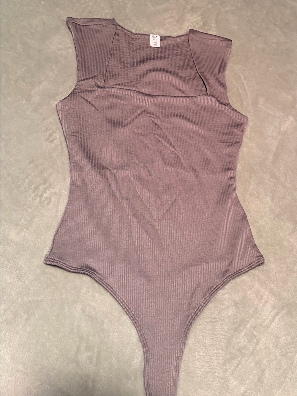 Ribbed Sleeveless One-Piece Bodysuit - Gray - Picture 1 of 4